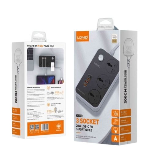 وصلة مكتب 3 مخارج مع 3 مخارج USB + مخرج C-Type نوع LDNIO HMZ Al Mahatta